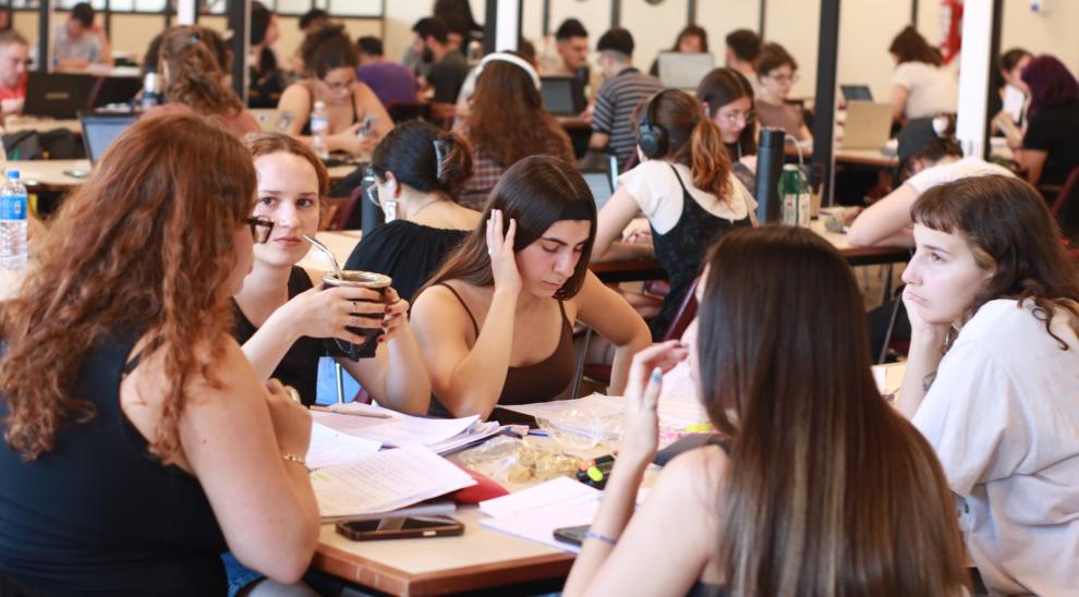 Estudiantes en la biblioteca